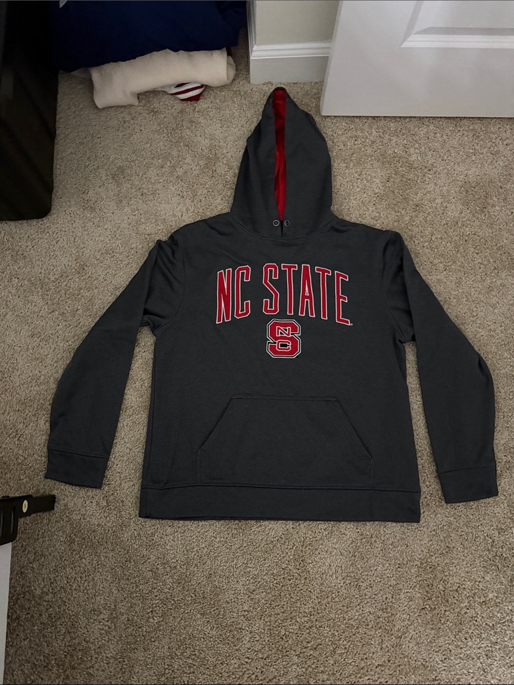NC State Gray Hoodie with Red Lining